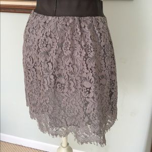 JCrew Gray Lace Overlay Skirt